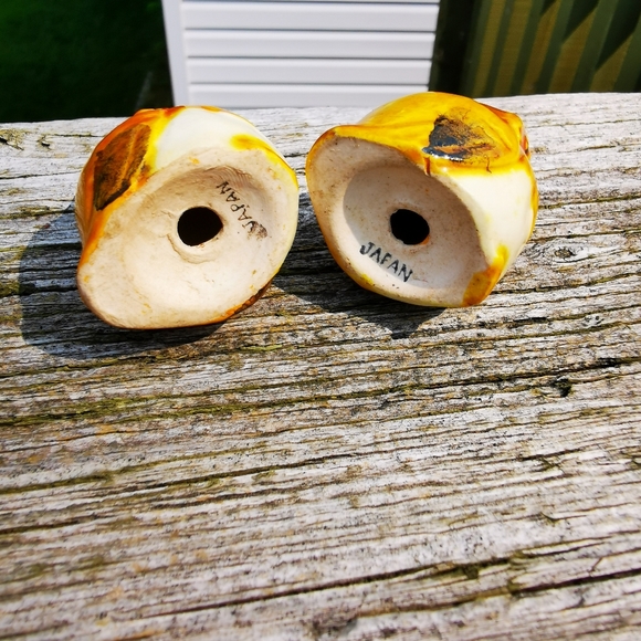 Vintage Kitschy Orange and Yellow Ceramic Owl Salt and Pepper Shakers - Picture 8 of 10